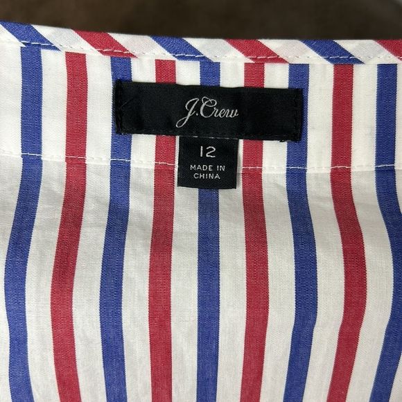 J.CREW Striped Americana Striped Tie Waist Poplin Shirt Dress, NWOT, Size 12 - Picture 9 of 10